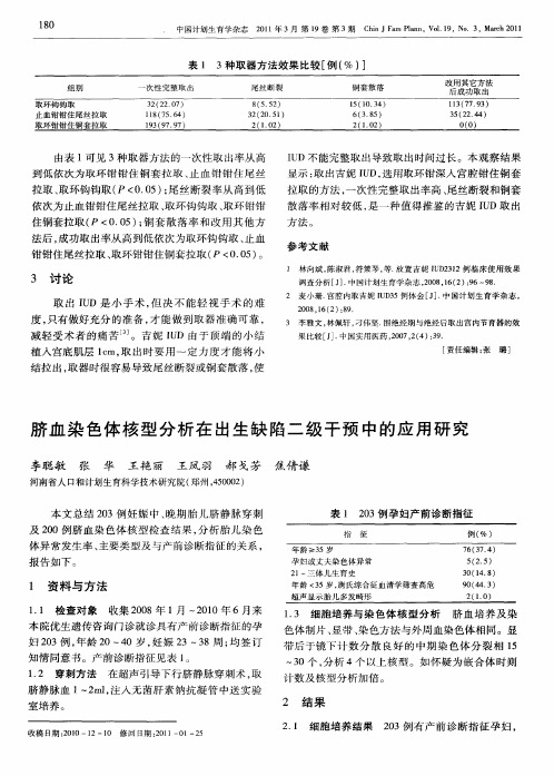 脐血染色体核型分析在出生缺陷二级干预中的应用研究