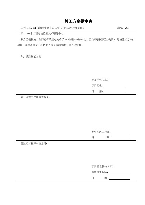 市政道路电缆管廊施工方案(含报审表)