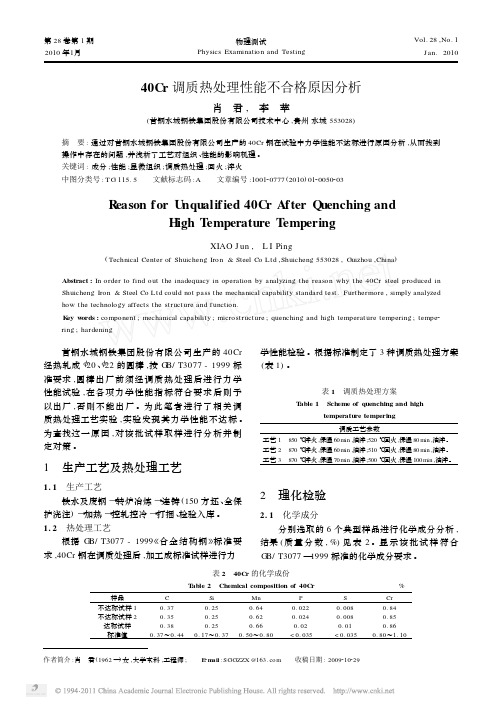 40Cr调质热处理性能不合格原因分析