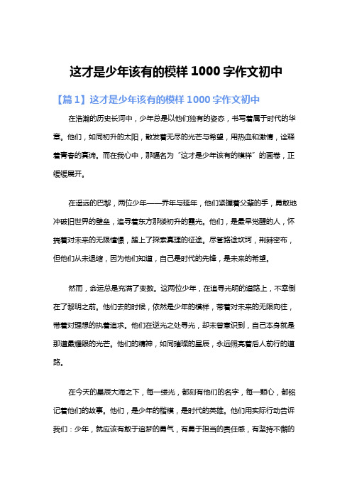 这才是少年该有的模样1000字作文初中