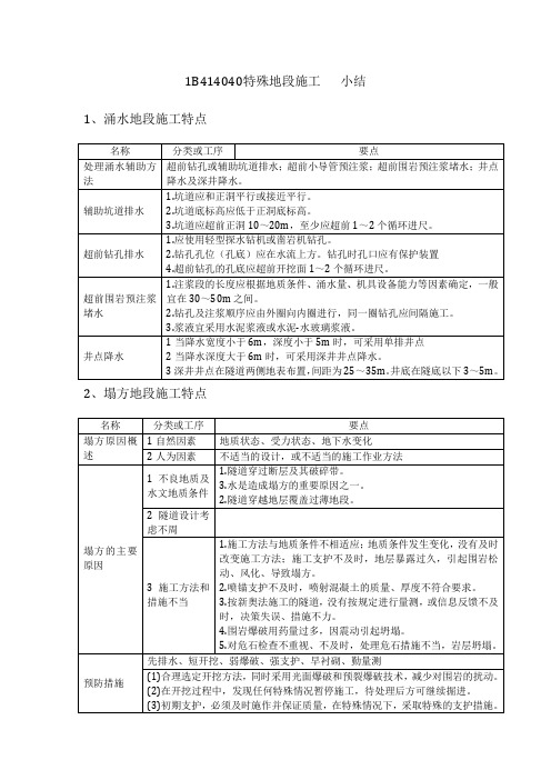 1B414040特殊地段施工   小结