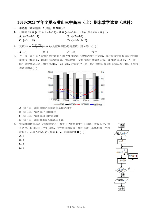 2020-2021学年宁夏石嘴山三中高三(上)期末数学试卷(理科)