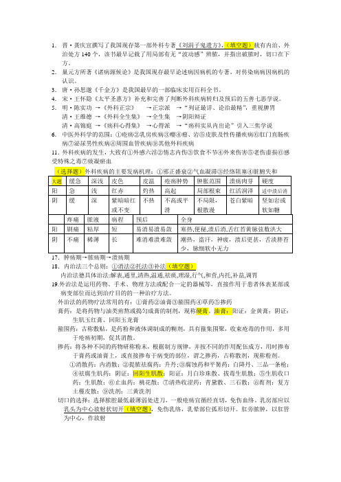 中医外科学考试重点