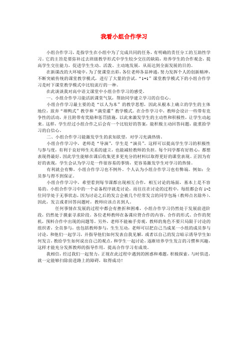 高中语文教学论文之我看小组合作学习论文苏教版