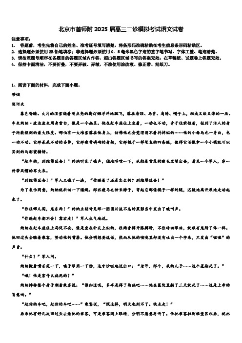 北京市首师附2025届高三二诊模拟考试语文试卷含解析