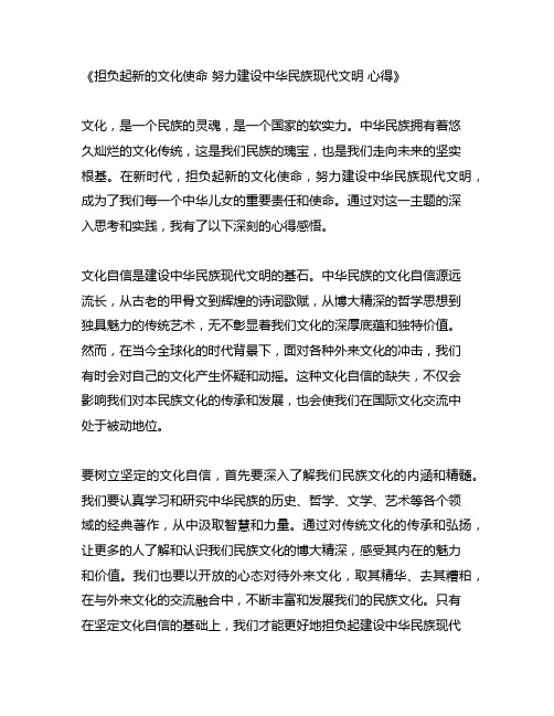 担负起新的文化使命 努力建设中华民族现代文明 心得