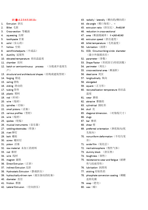 成型技术专业英语词汇