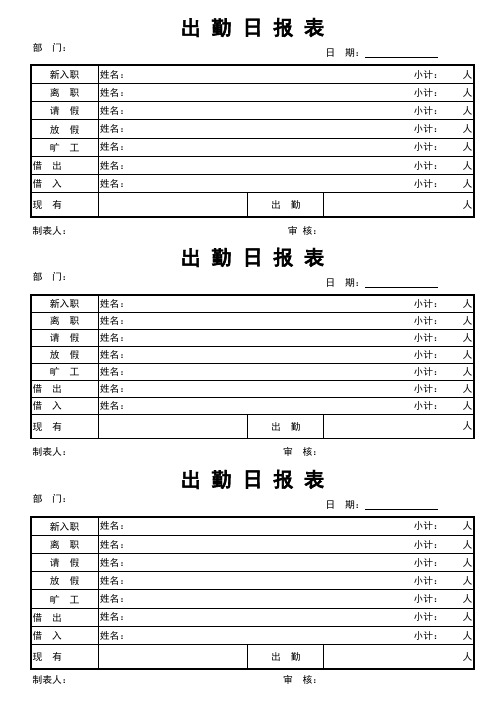 每日出勤报表