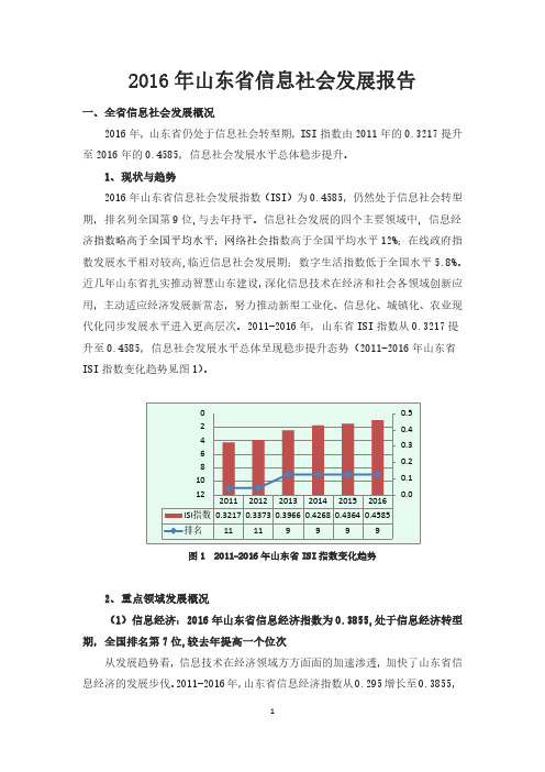 2016年山东省信息社会发展报告