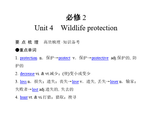 [VIP专享]【经典实用】2011年高考英语(人教版)要点梳理+重点突破：必修2 Unit 4 Wildlife protection