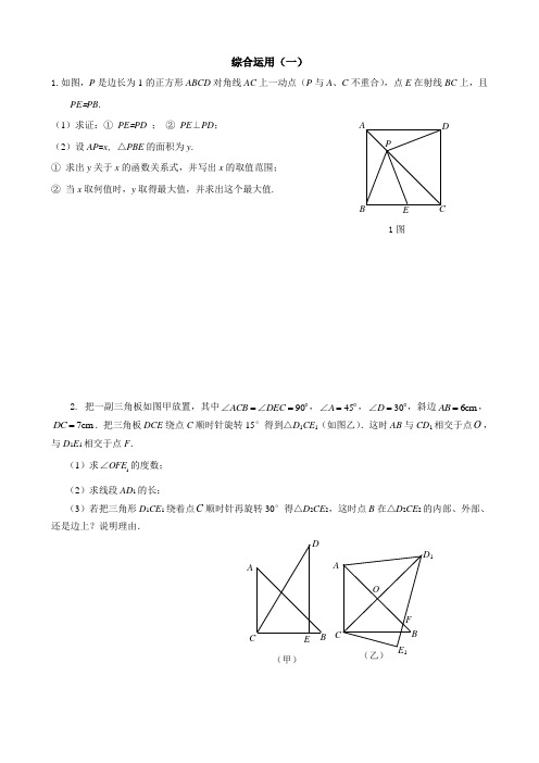 初中数学综合运用试题