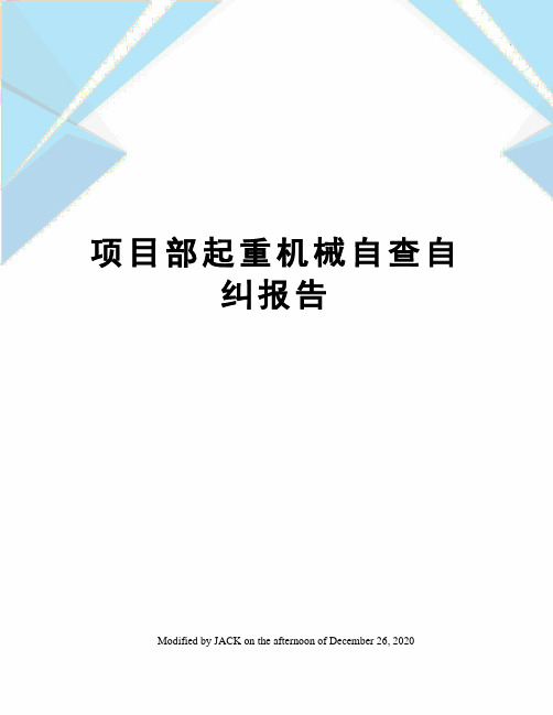 项目部起重机械自查自纠报告