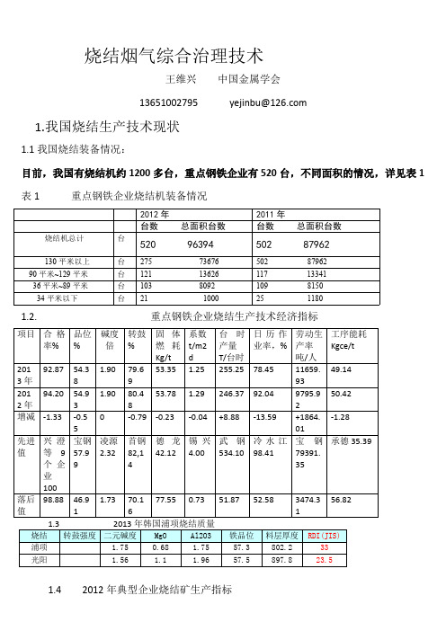 烧结烟气综合治理技术