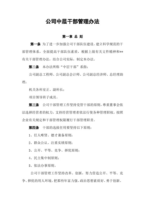 公司中层干部管理办法