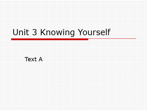 Unit 3 Knowing Yourself