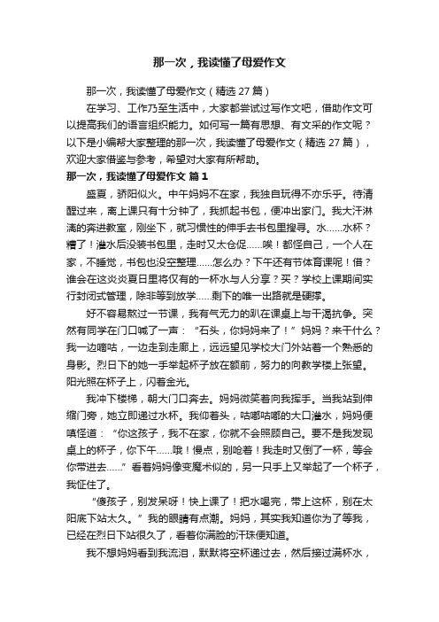 那一次，我读懂了母爱作文（精选27篇）