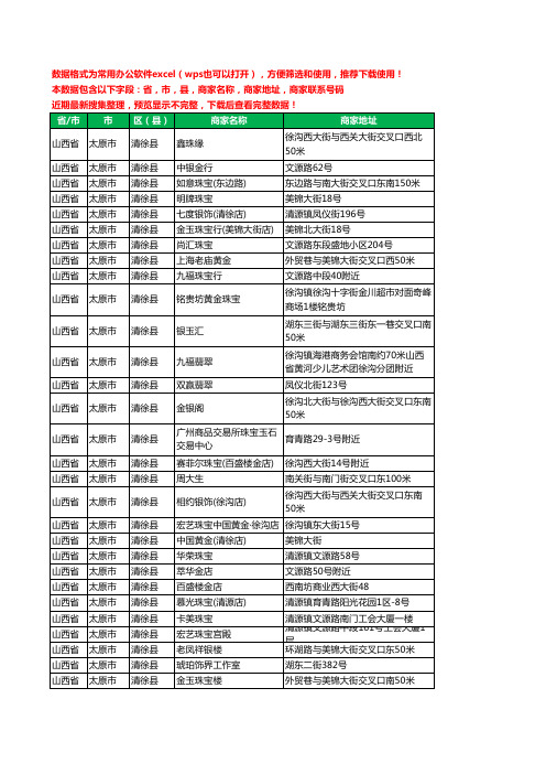 2020新版山西省太原市清徐县珠宝工商企业公司商家名录名单黄页联系电话号码地址大全29家