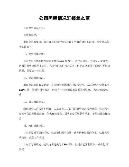 公司照明情况汇报怎么写