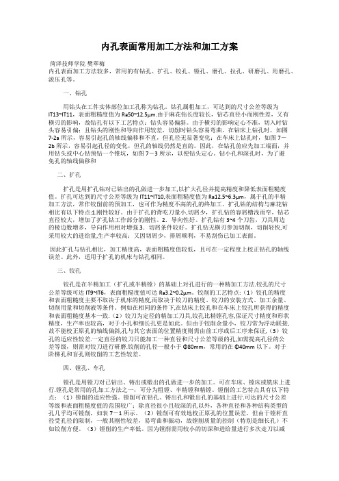 内孔表面常用加工方法和加工方案