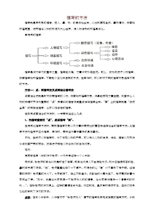 初中语文作文写作技巧之描写的方法