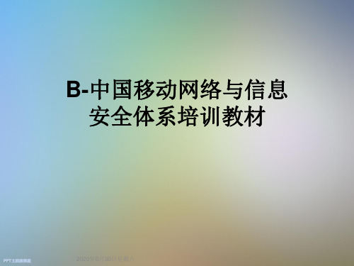 B-中国移动网络与信息安全体系培训教材