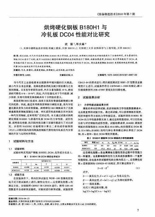 烘烤硬化钢板B180H1与冷轧板DC04性能对比研究