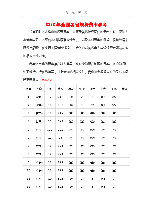 (2020年整理)全国各省规费费率参考.doc