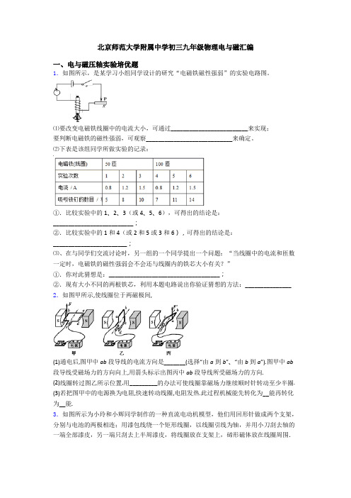 北京师范大学附属中学初三九年级物理电与磁汇编