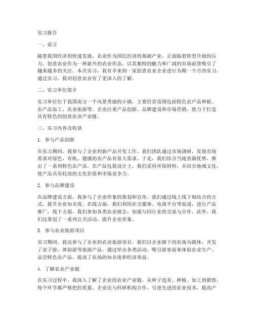 创意农业实习报告