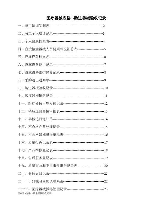 医疗器械表格 -购进器械验收记录