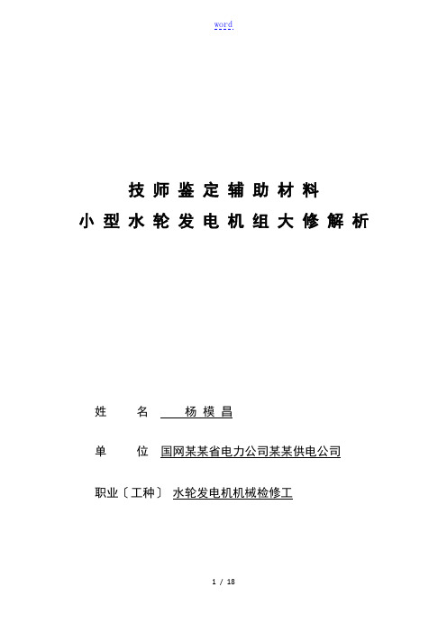 小型水轮发电机组大解析汇报修