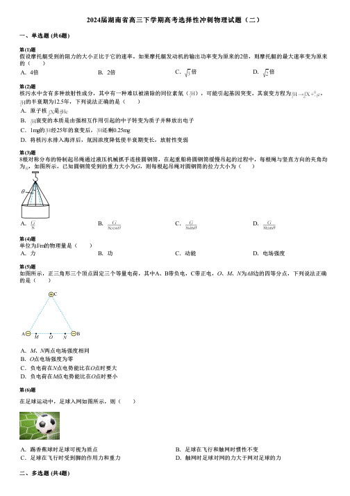 2024届湖南省高三下学期高考选择性冲刺物理试题(二)