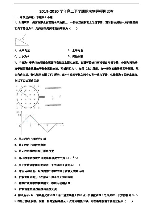 《试卷3份集锦》毕节地区名校2020高二物理下学期期末经典试题