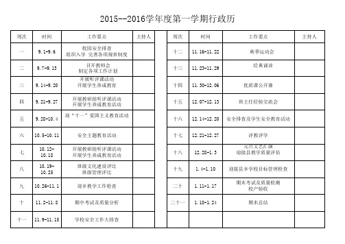 2015--2016学年度行政历