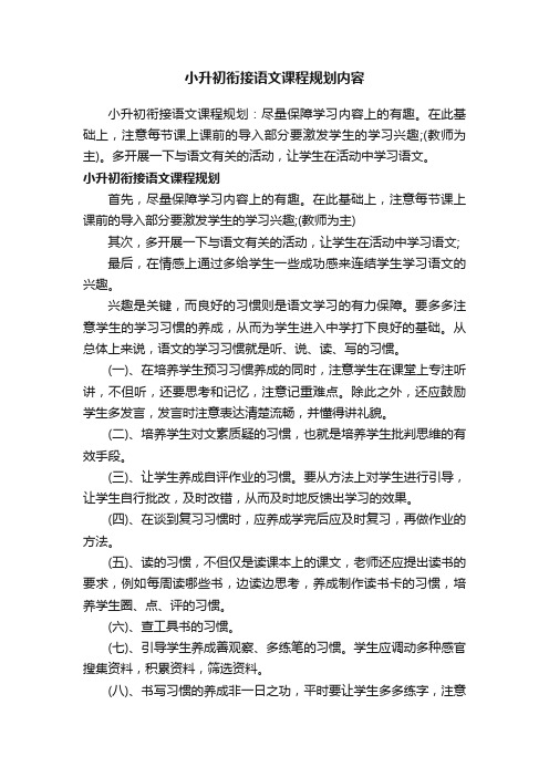 小升初衔接语文课程规划内容