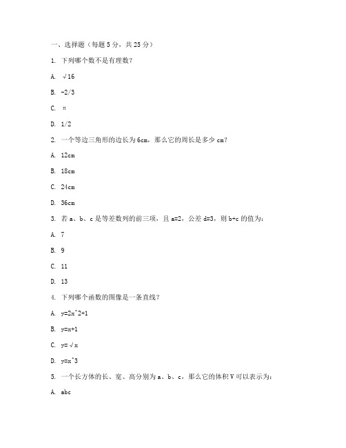 六年级下册高难度数学试卷