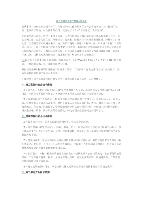 项目经理安全生产管理心得体会