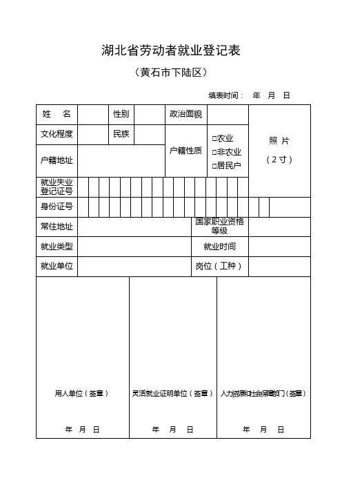 就业登记表(表样)