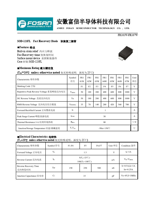 FOSAN富信电子 二级管 FR101W-FR107W-产品规格书