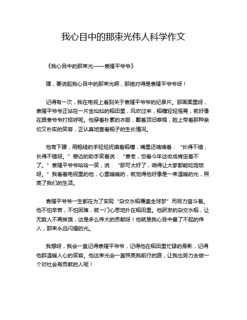 我心目中的那束光伟人科学作文