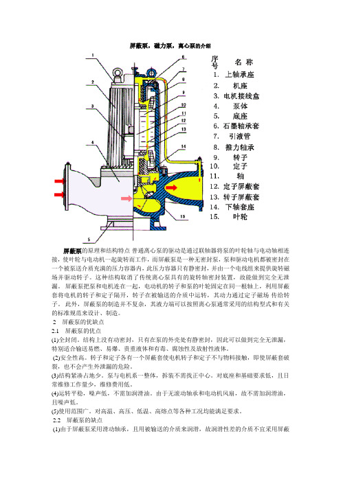 屏蔽泵,磁力泵,离心泵的介绍