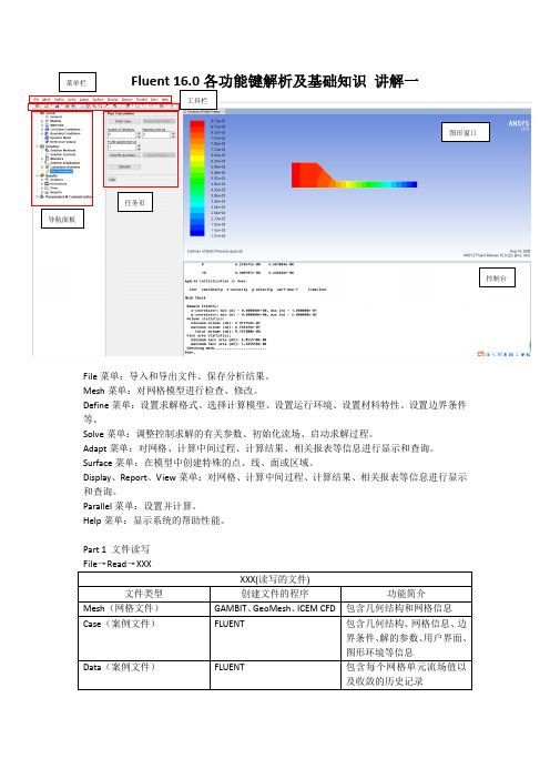 Fluent 16.0各功能键解析及基础知识 一部分