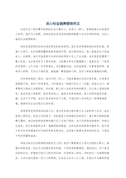 关心社会弱势群体作文