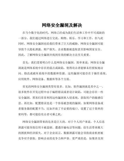 网络安全漏洞及解决