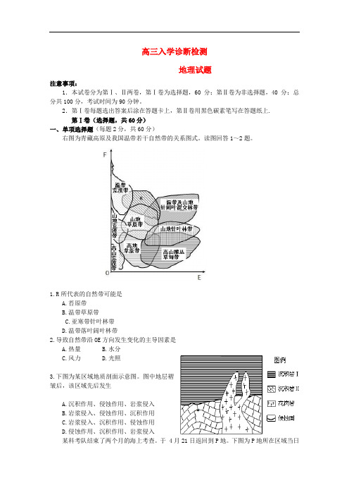 山东省兖州市高三地理9月入学诊断检测试题