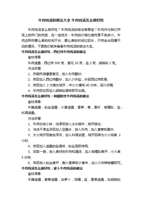 牛肉炖汤的做法大全牛肉炖汤怎么做好吃