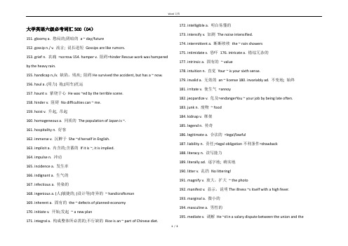 大学英语六级必考词汇500（04）