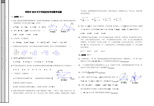 湖北省枣阳市2019年中考适应性考试数学试题(Word,含答案)