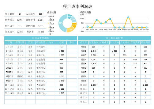 项目成本利润表