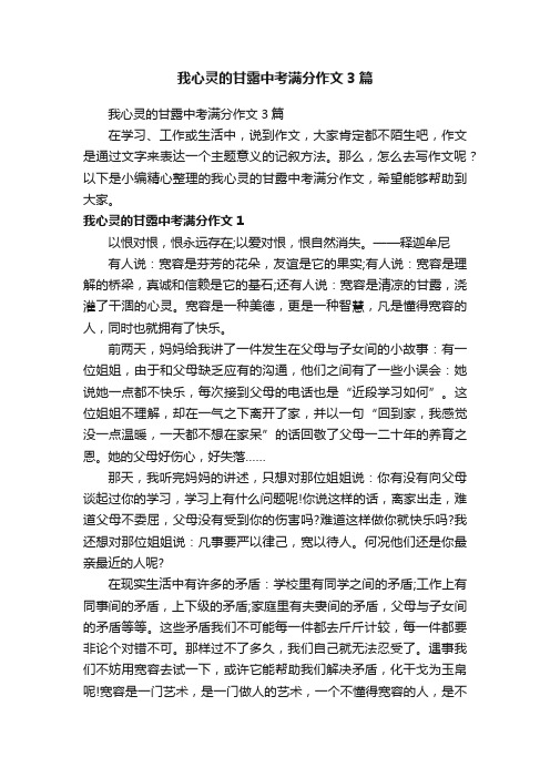 我心灵的甘露中考满分作文3篇